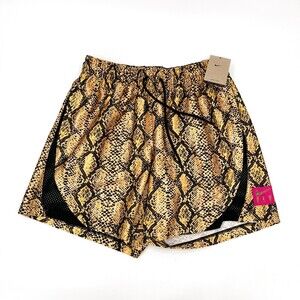Nike Yellow Black Snakeskin Running Shorts with Pink Logo